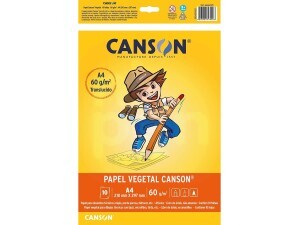 Papel Vegetal Escolar 60g A4 com 10 Folhas - Canson